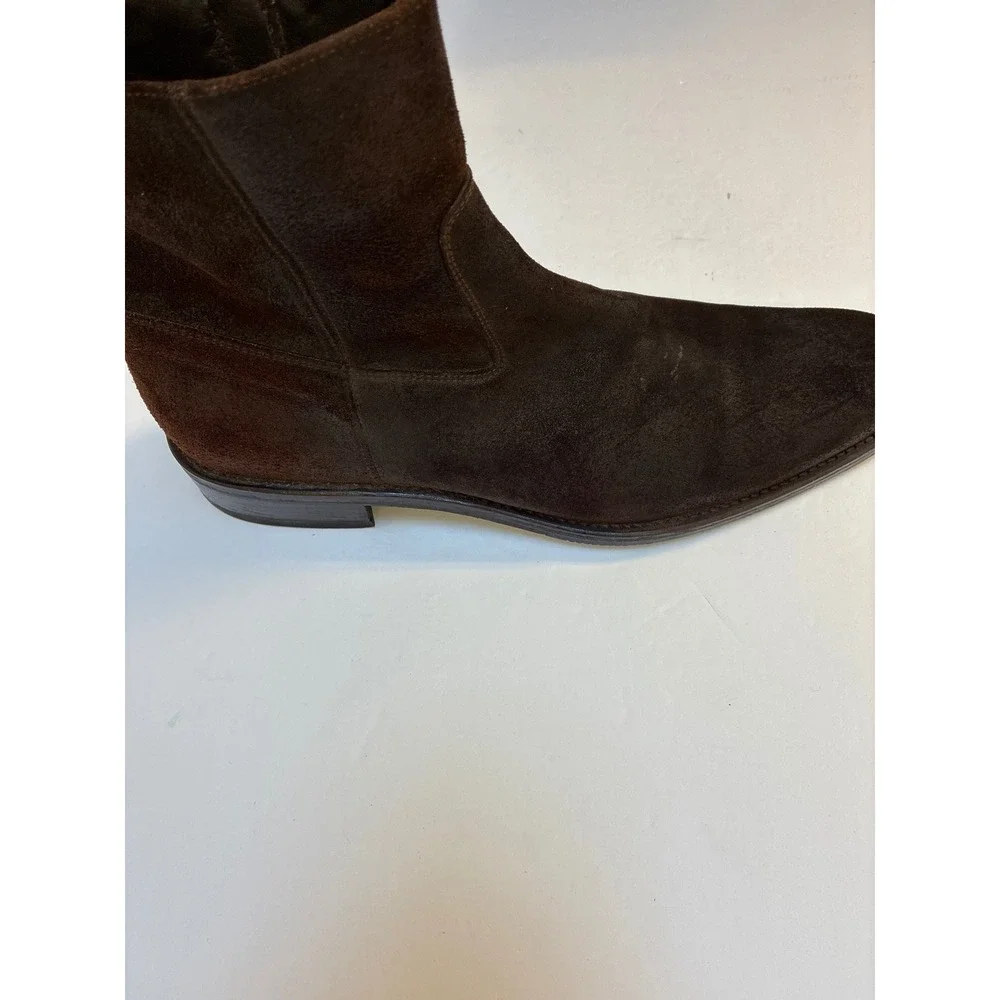 To Boot New York Adam Derrick Mens Brown Suede Side Zip Boots 10.5 Made in Italy